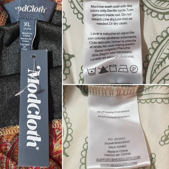 Modcloth Jazzy Jewel Overalls Paisley Crushed Velvet Jumpsuit Gold Red XL NWT - Picture 11 of 12